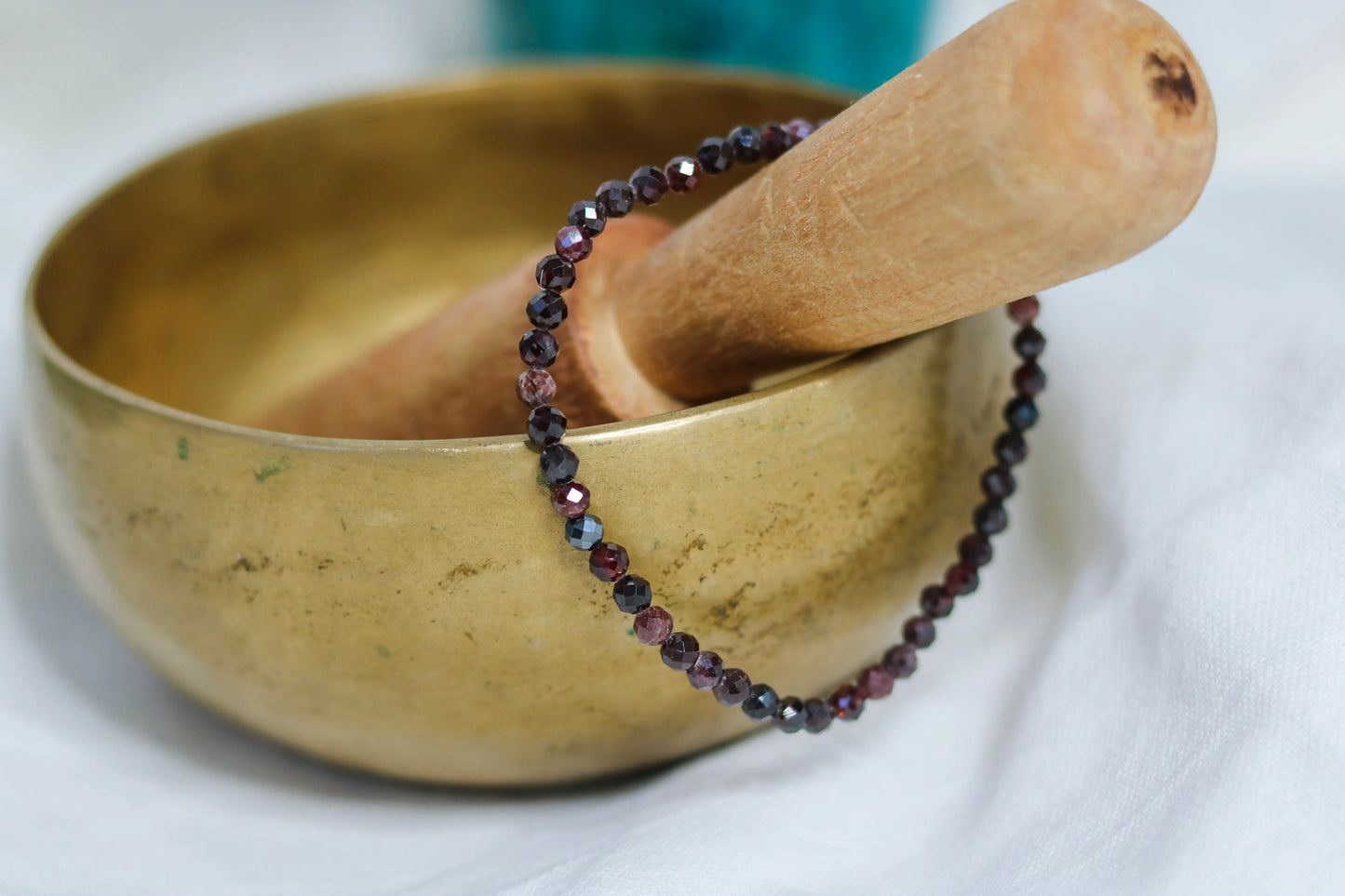 Bracelet Facetté Grenat Rouge 🌙 Protection Equilibre Courage