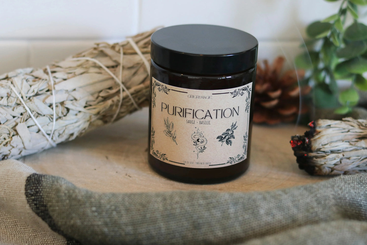 Bougie Purification 🌙 Sauge & Basilic - GrigriMagic