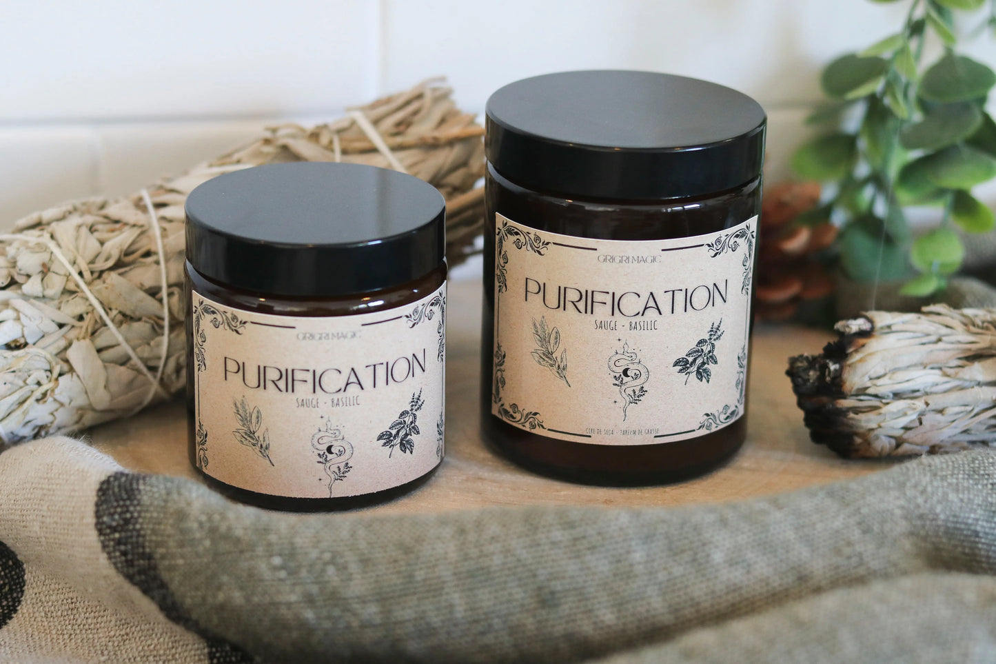 Bougie Purification 🌙 Sauge & Basilic - GrigriMagic