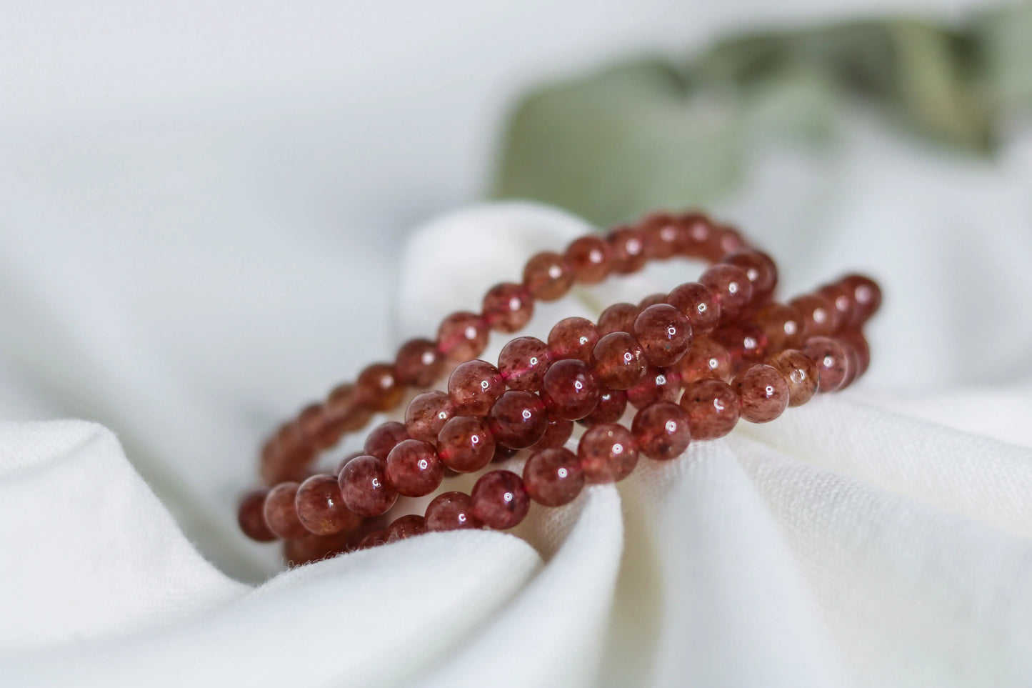 Strawberry Quartz beaded bracelet 🍓 Calm Love Harmony