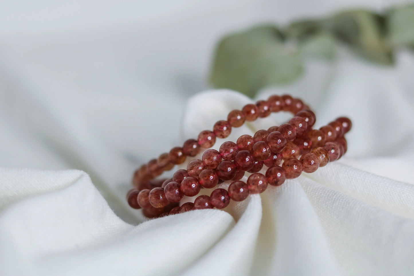 Strawberry Quartz beaded bracelet 🍓 Calm Love Harmony