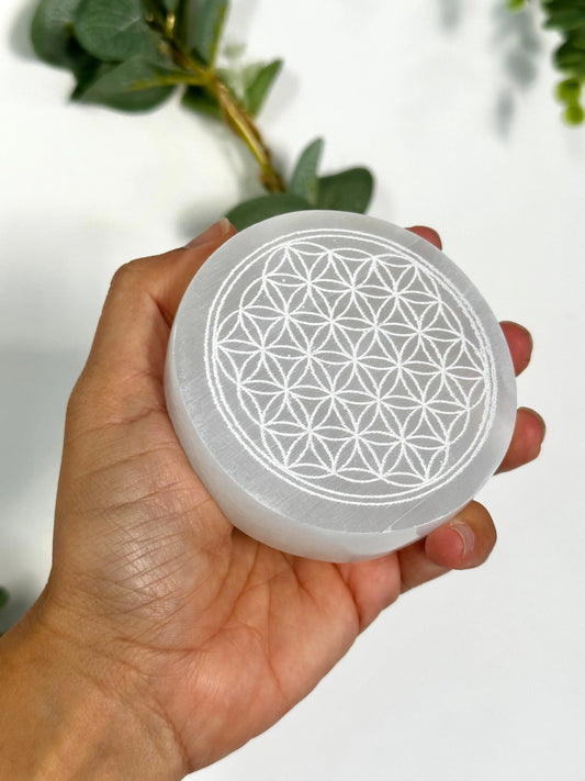 Selenite Plate Flower of Life