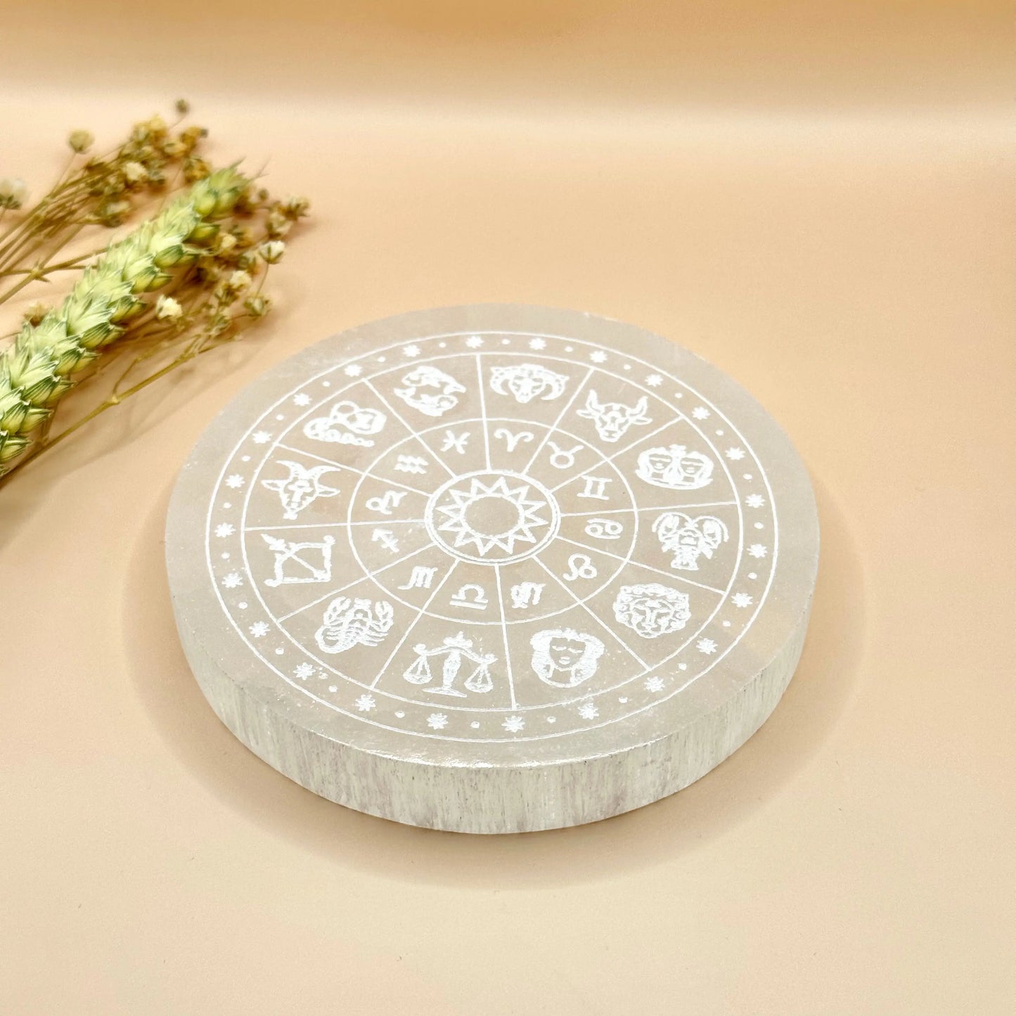 Selenite Zodiac Plate