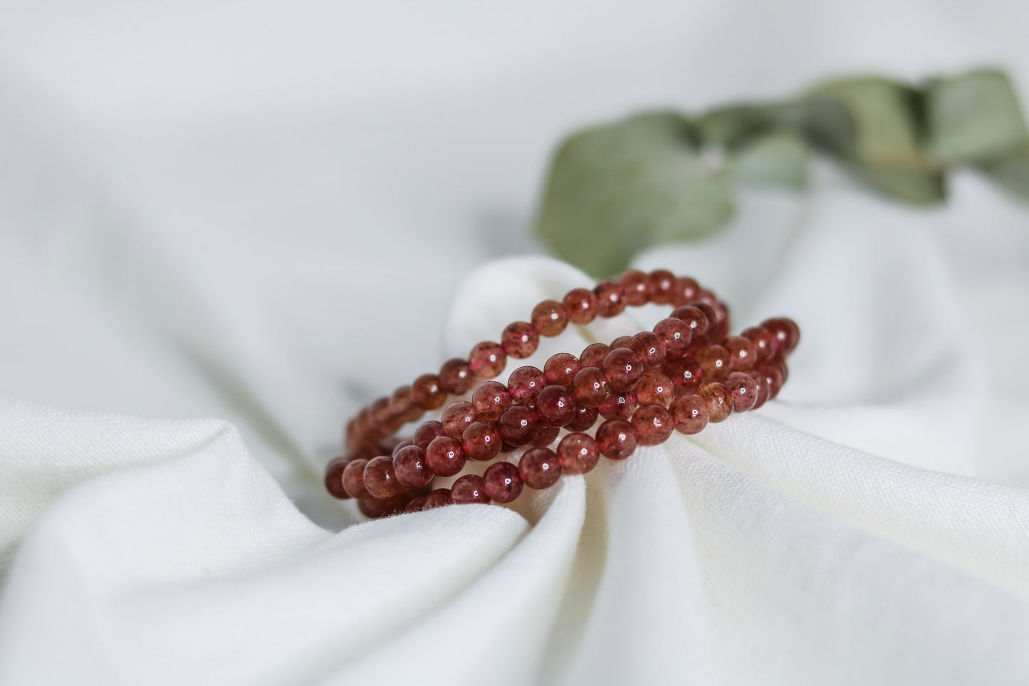 Bracelet perles Quartz Fraise 🍓  Calme Amour Harmonie